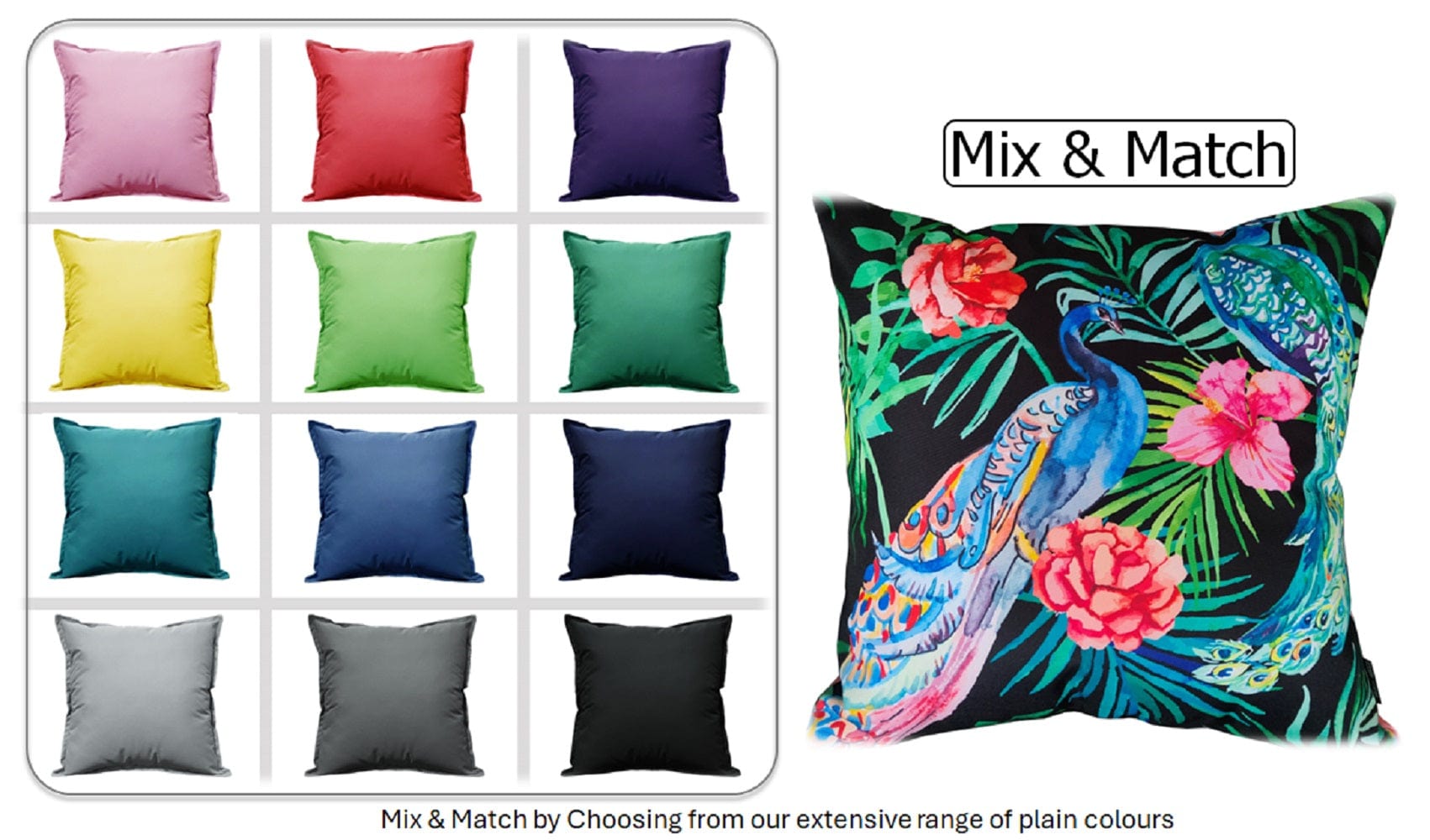 OLIVIA ROCCO Peacock Waterproof Cushion Covers 43 X 43 CM Reversible Breathable Decorative Indoor Outdoor For Patio Garden Sofa Bed Chair