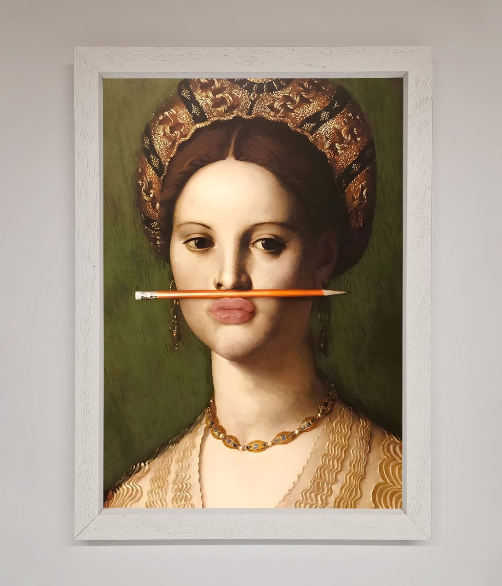 Pencil On Lips Renaissance Framed Print - Zestio
