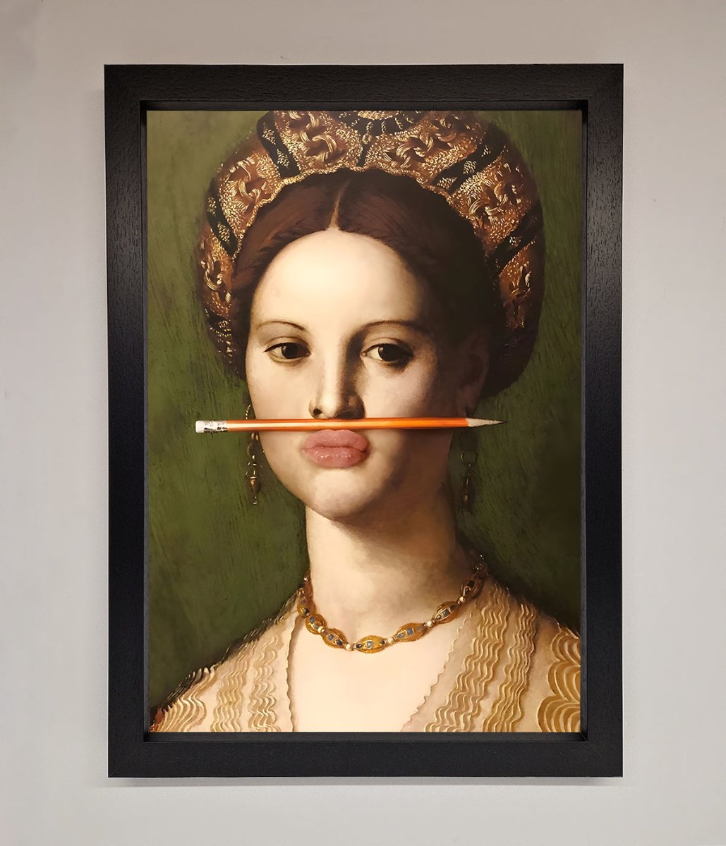 Pencil On Lips Renaissance Framed Print - Zestio