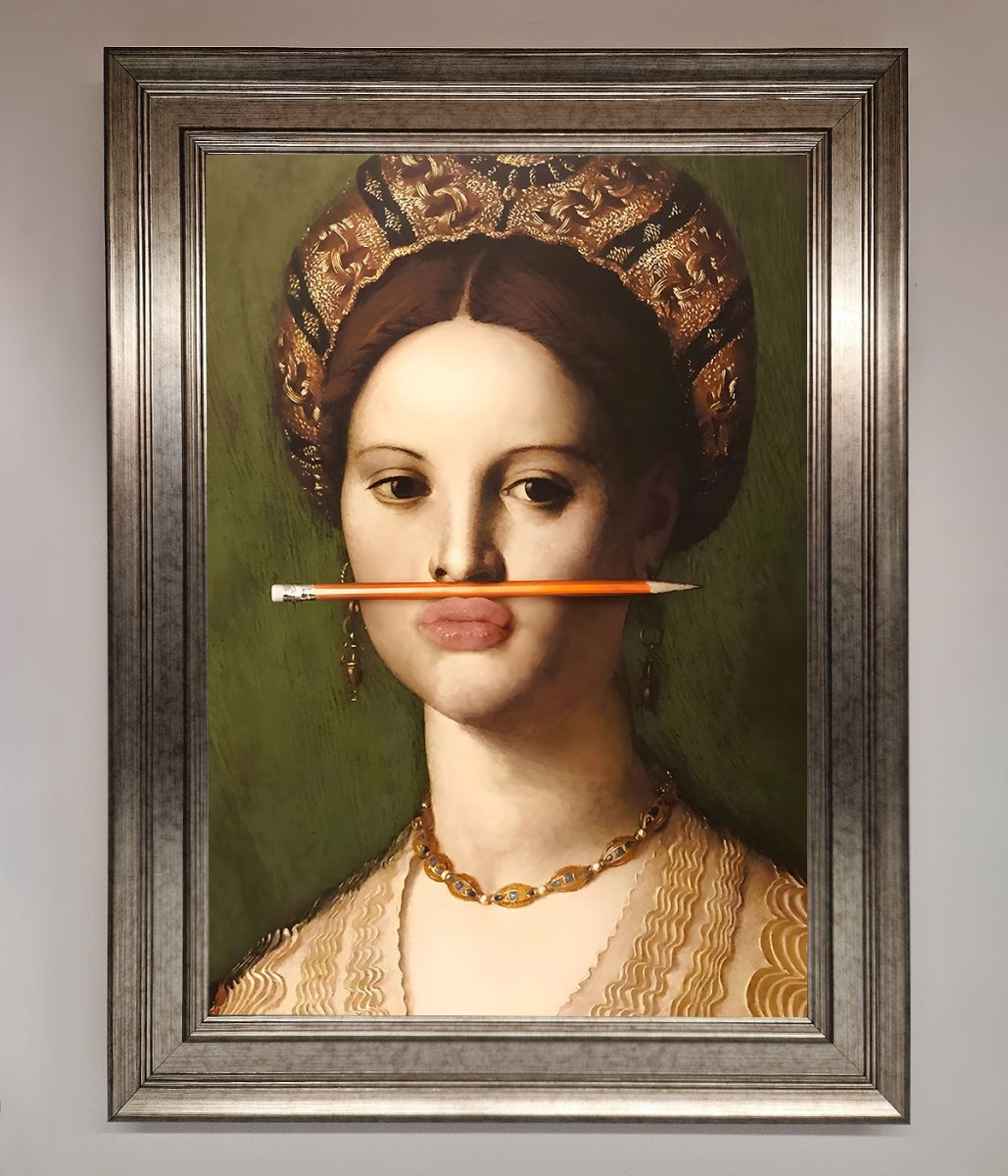 Pencil On Lips Renaissance Framed Print - Zestio