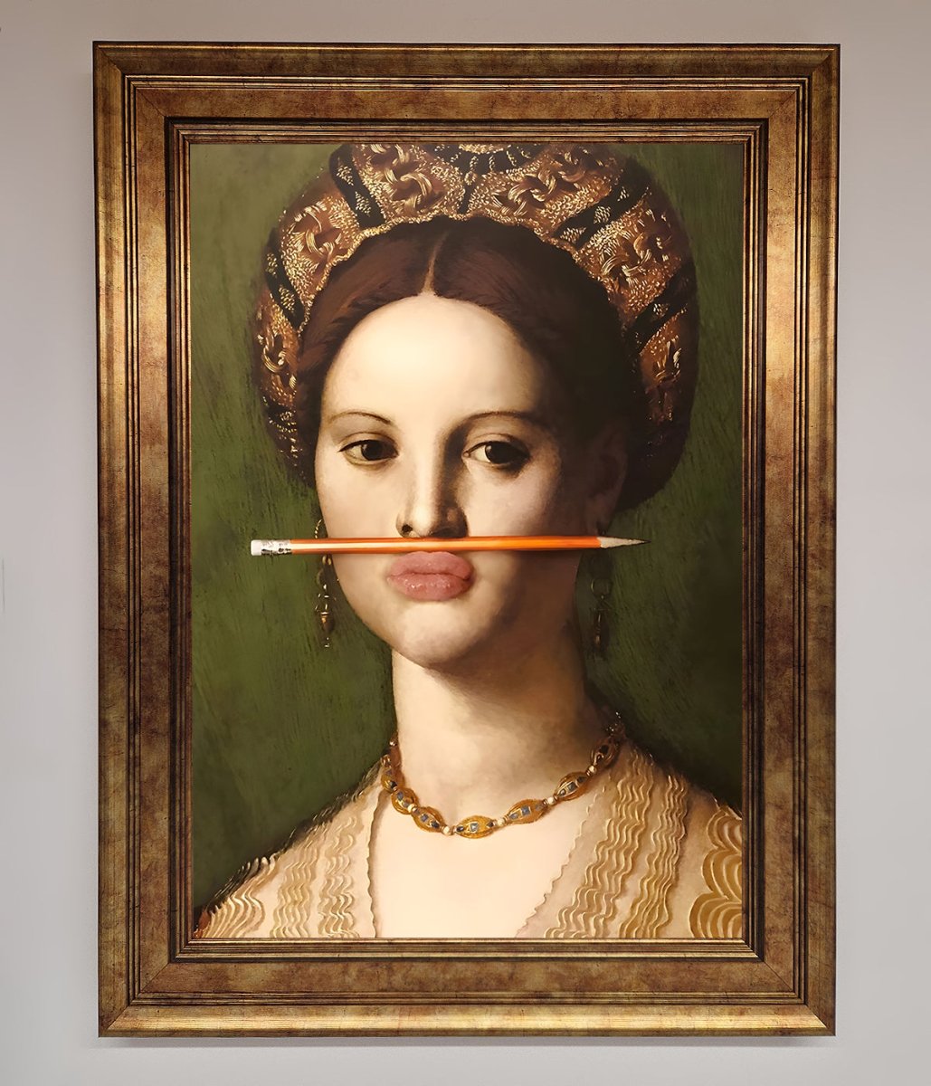 Pencil On Lips Renaissance Framed Print - Zestio