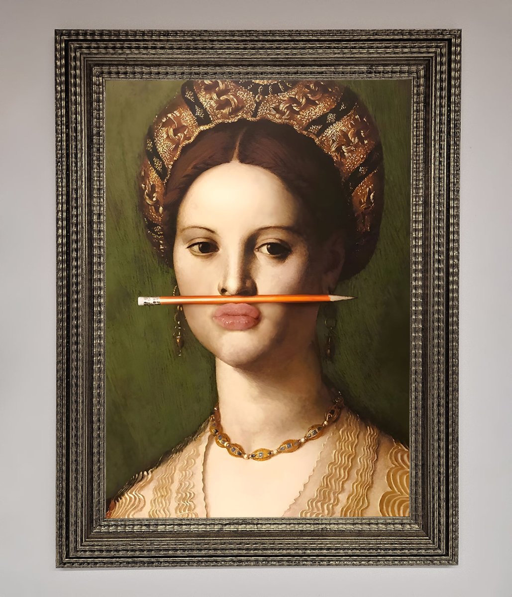Pencil On Lips Renaissance Framed Print - Zestio