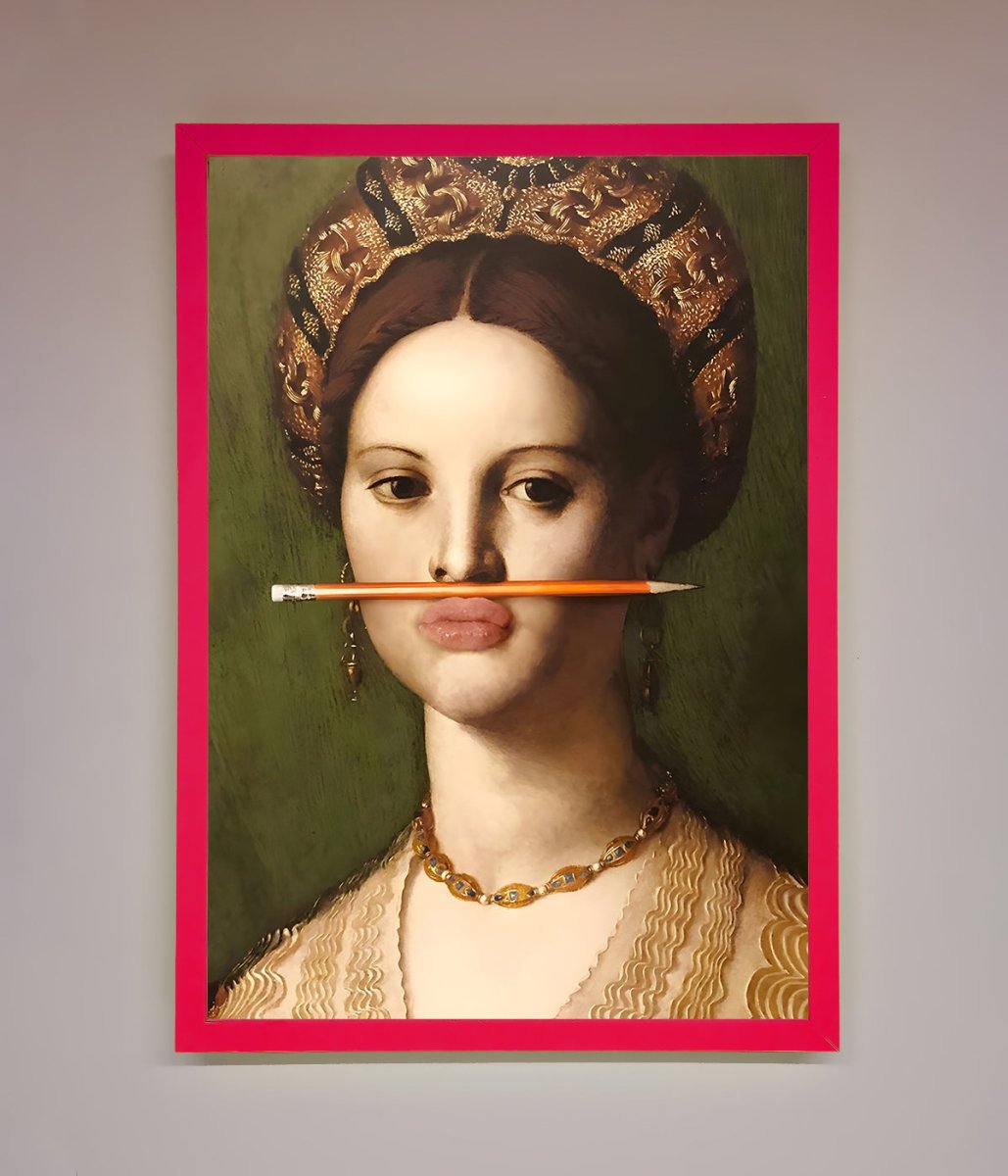 Pencil On Lips Renaissance Framed Print - Zestio