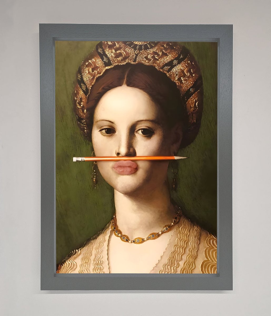 Pencil On Lips Renaissance Framed Print - Zestio