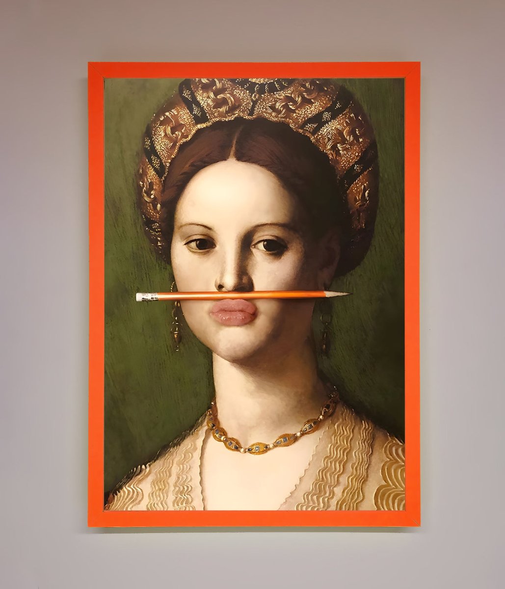 Pencil On Lips Renaissance Framed Print - Zestio