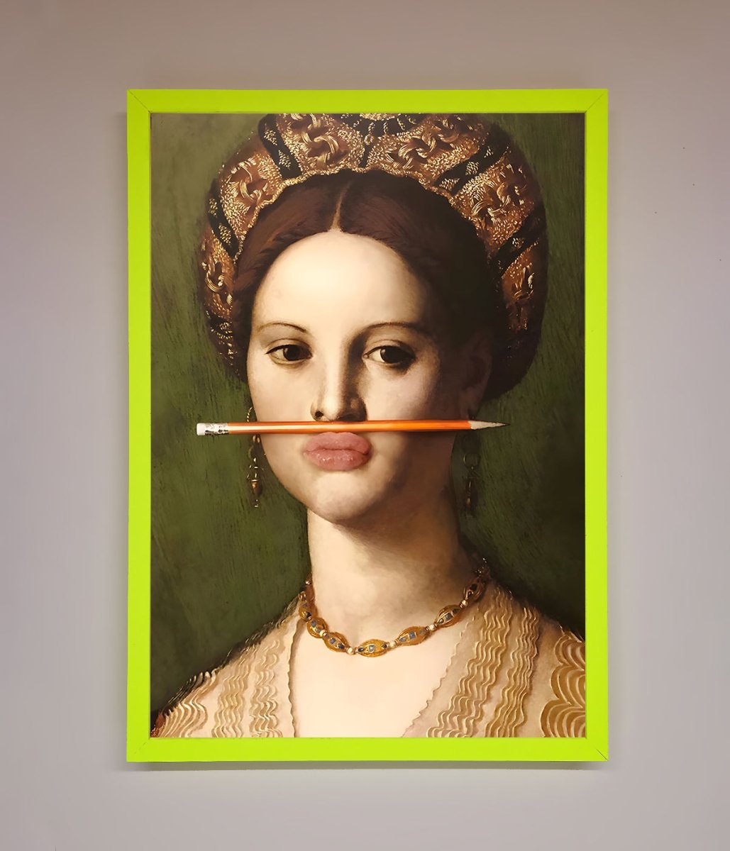 Pencil On Lips Renaissance Framed Print - Zestio