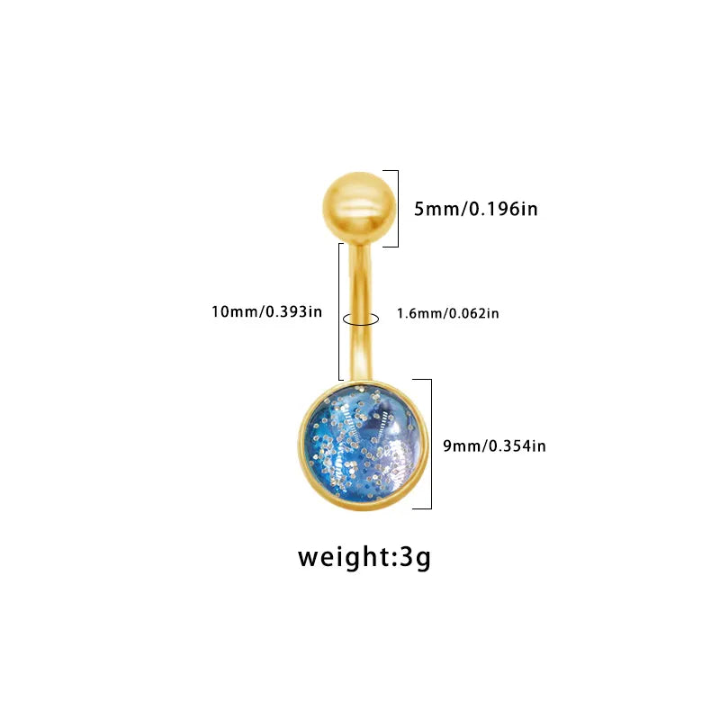 1 Piece Belly Rings Simple Style Classic Style Solid Color 316 Stainless Steel  Plating Acrylic 18K Gold Plated