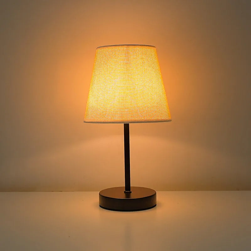 Nordic Style Solid Wood Fabric Decorative Table Lamp Bedroom Bedside Lamp Simple Remote Control Night Light Energy Saving Led