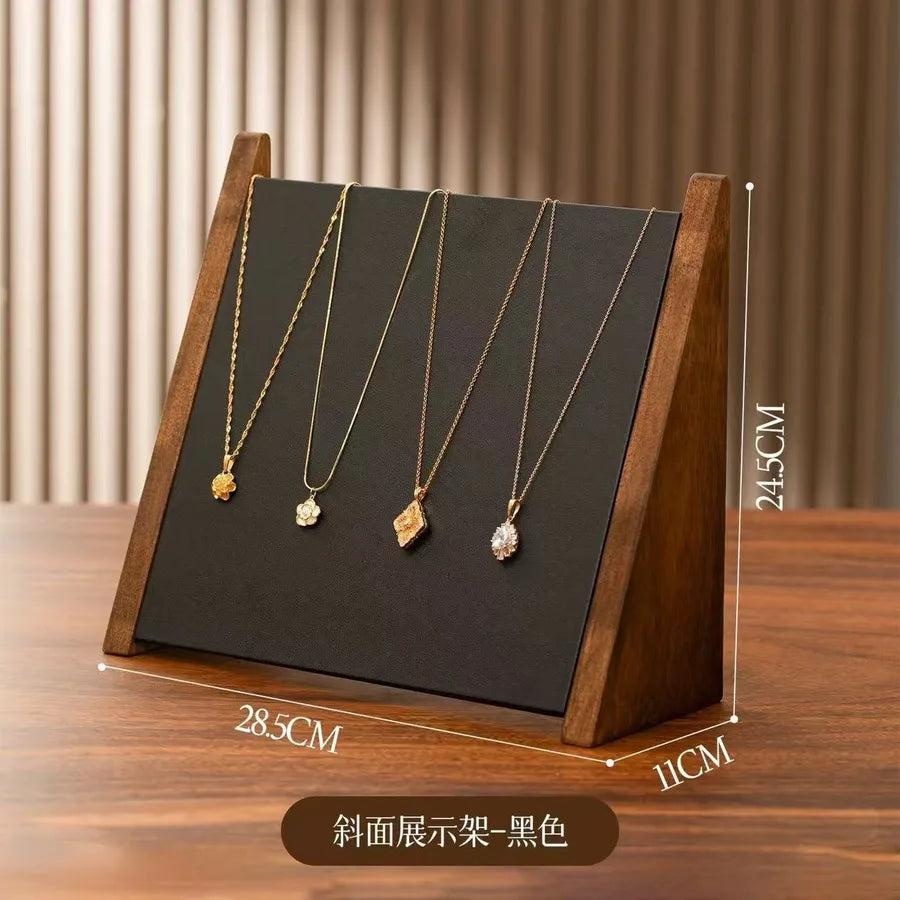 Walnut Wooden Slope Display Stand Jewelry Earring Storage Rack Bracelet Watch Organizer Modern Simple Style Home Decor