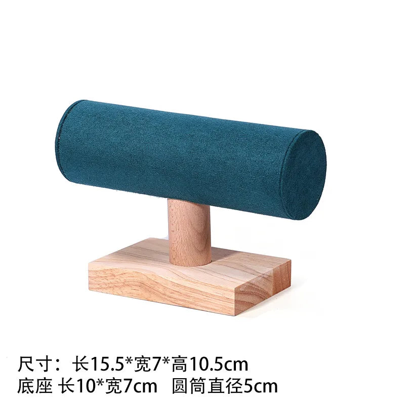 Wooden Bracelet Display Stand Single Layer I-Shaped Watch Storage Rack Nordic Style Jewelry Accessory Organizer Velvet And Solid Wood