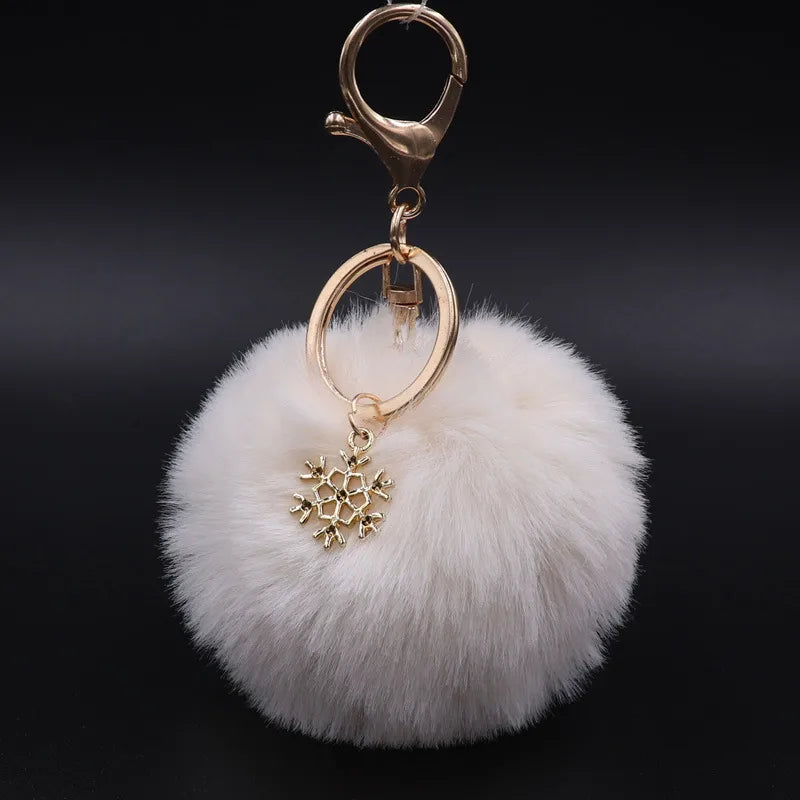 fashion snowflake alloy plush unisex bag pendant keychain 1 piece