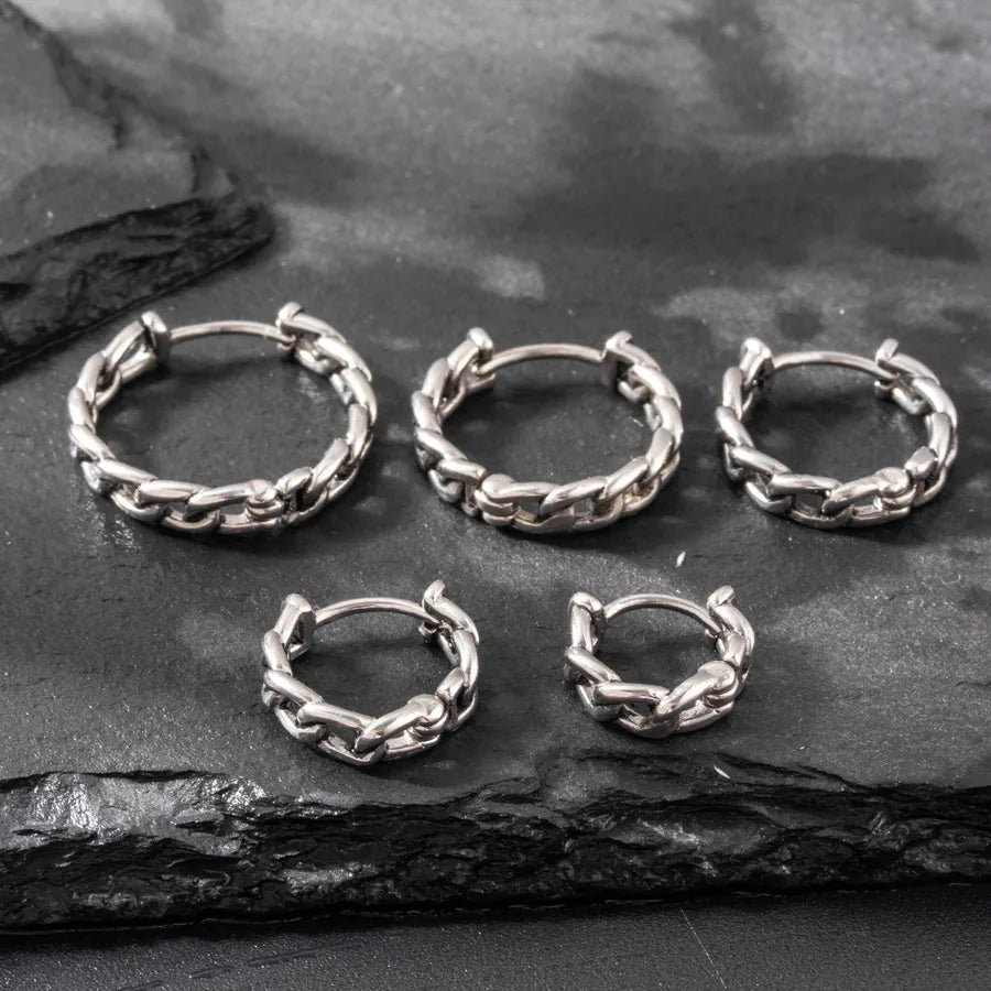1 Piece Hip-Hop Vintage Style chain 316 Stainless Steel  Hoop Earrings
