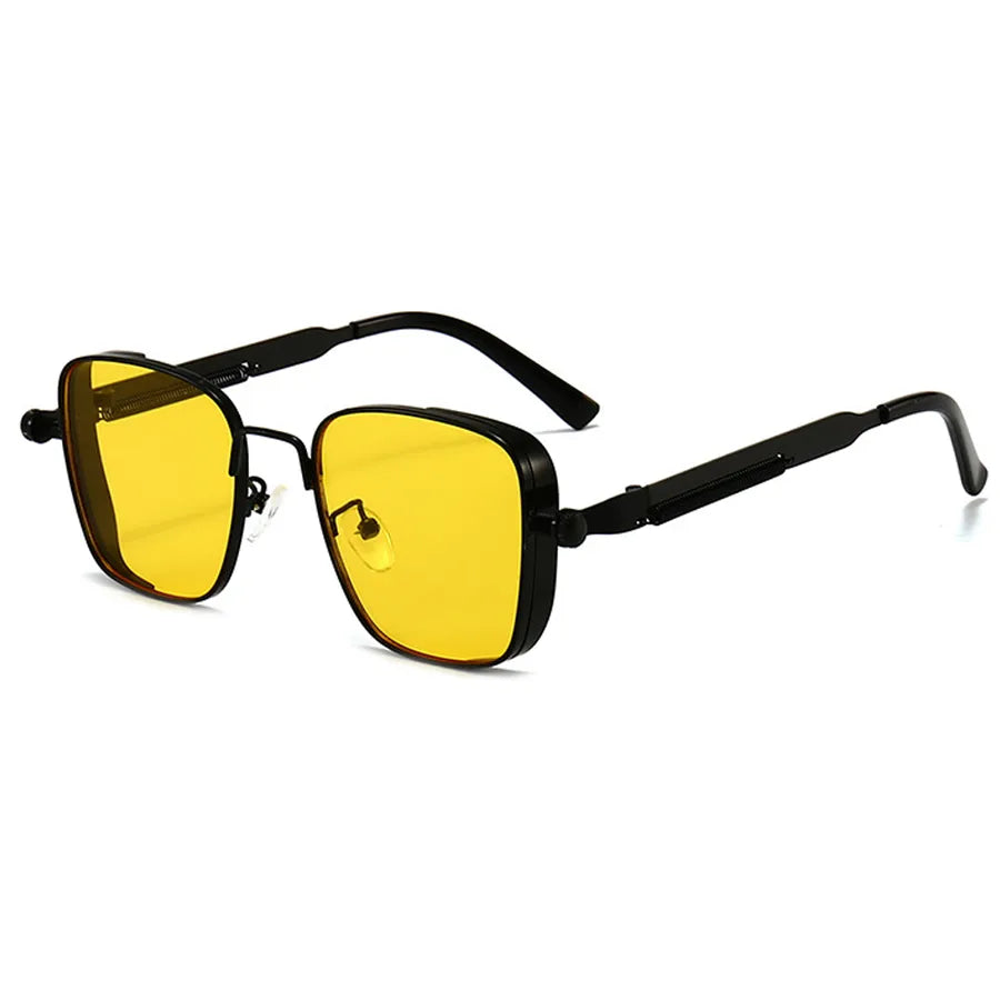 retro punk british style solid color ac square full frame men's sunglasses
