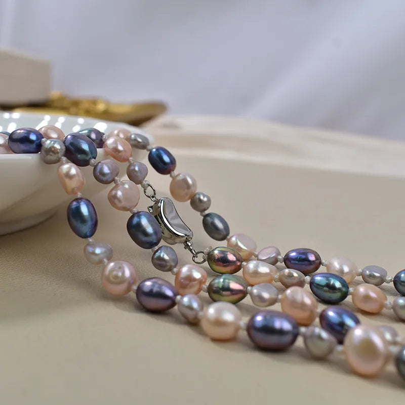 Autumn Winter Pearl Mixed Color Long Sweater Necklace Women's Fashion Jewelry Original Design Luxury Sensation Elegant Pearl Necklace