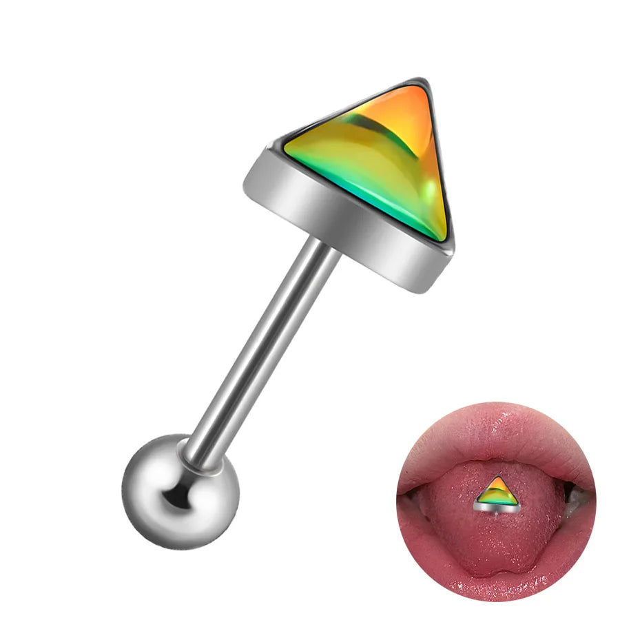 1 Piece Lip Rings Hip-Hop Cool Style Triangle Geometric Water Droplets 304 Stainless Steel Enamel Tongue Rings