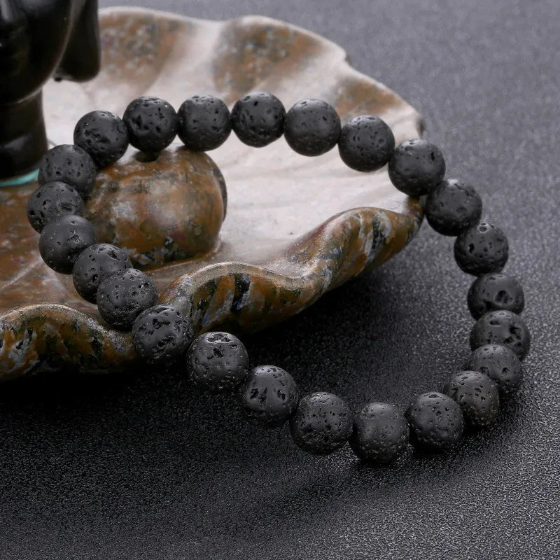 retro geometric volcanic rock rope men's bracelets
