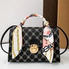 Women's PU Printing Solid Color Classic Style Streetwear Square Lock clasp Shoulder Bag Handbag Square Bag
