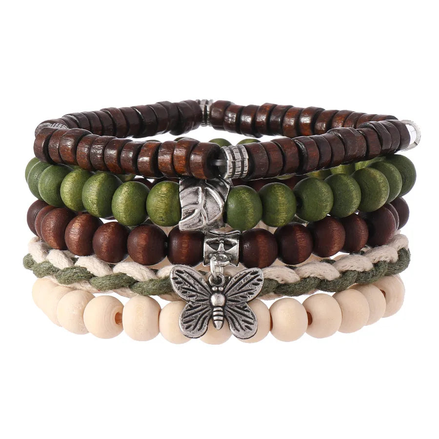 Retro Round Wood Beaded Men's Bracelets