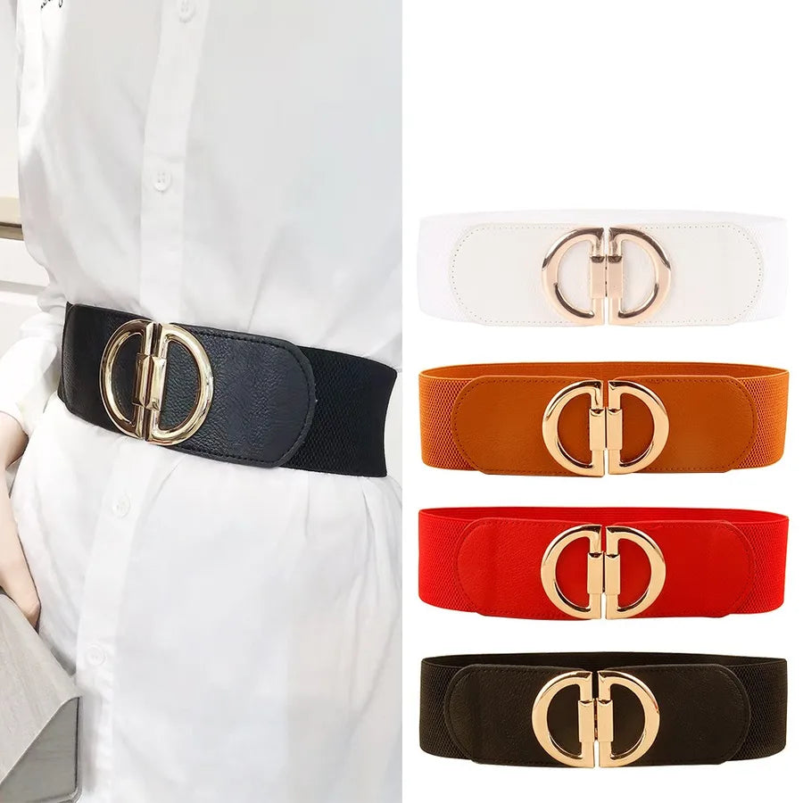 simple style solid color pu leather alloy plating women's leather belts