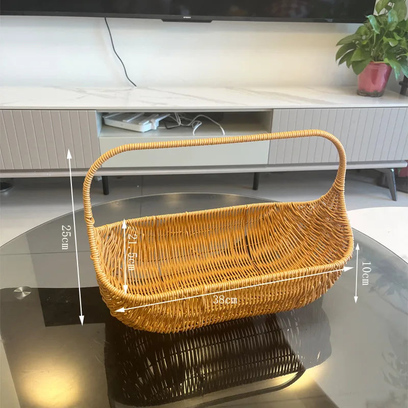 Casual Pastoral Solid Color Imitation Rattan Storage Basket