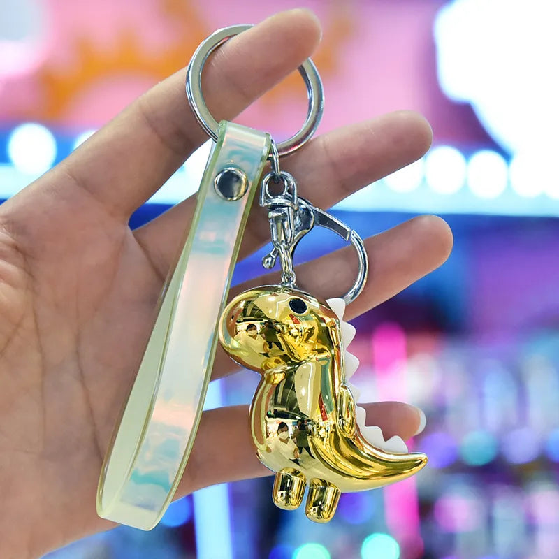 cute little dinosaur doll acrylic key pendant leather cord keychain