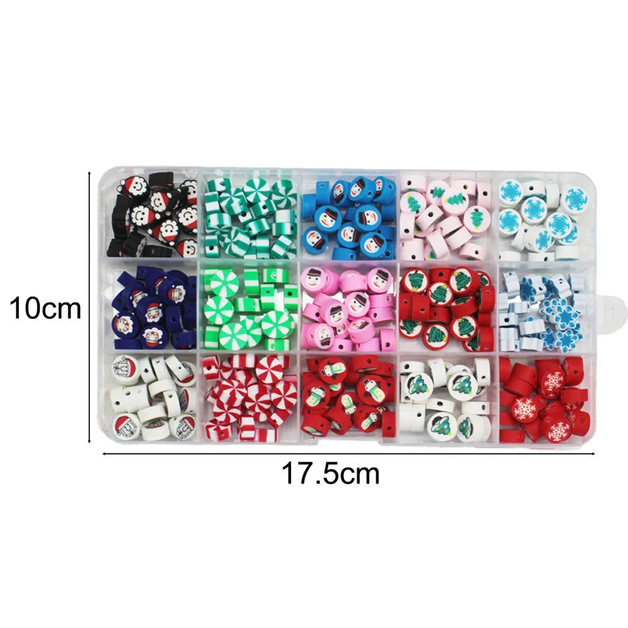Colorful Christmas Soft Clay Snowflake Snowman Santa Claus Beads Jewelry Bracelet Making Kit Box Diy Christmas Ornaments