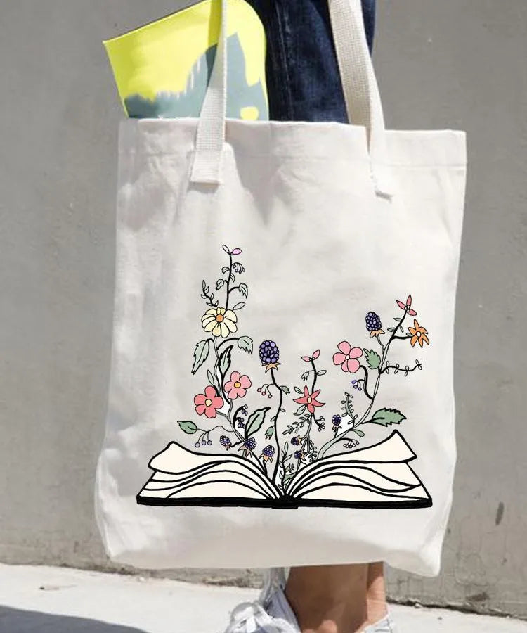 Women's printed shopping bag casual shopping handbag women's shoulder bag large capacity new artistic fresh Women's bag