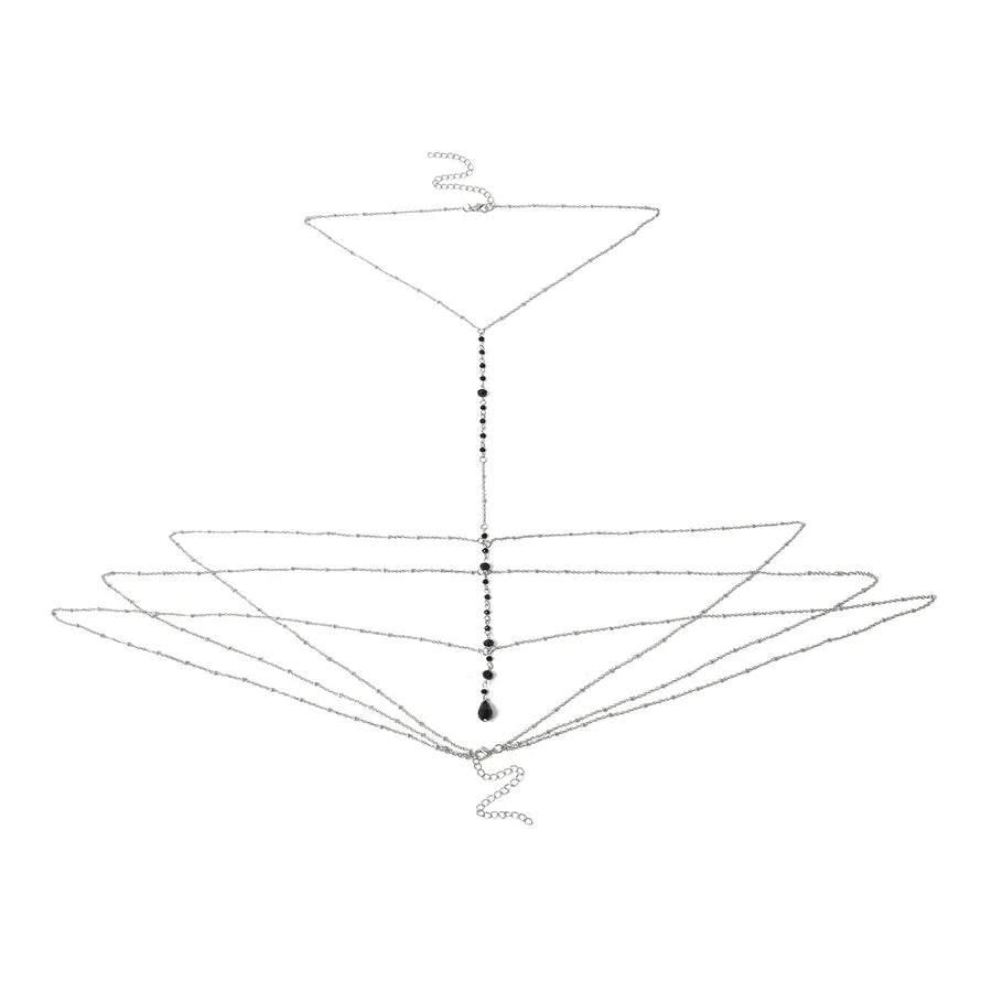 fashion geometric artificial crystal metal body chain