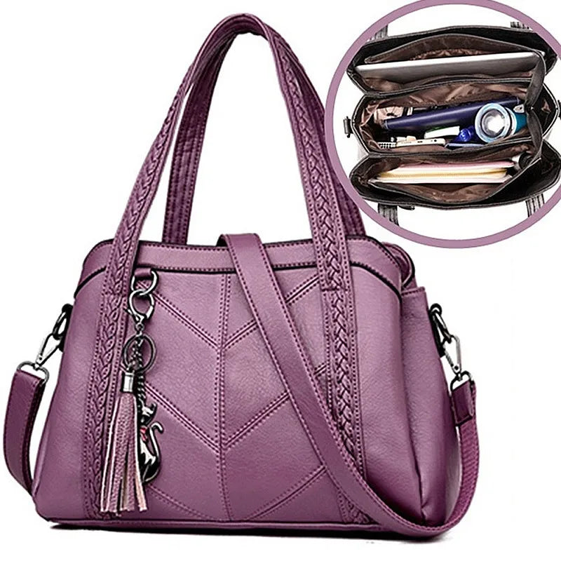 women's all seasons pu leather solid color elegant square zipper handbag