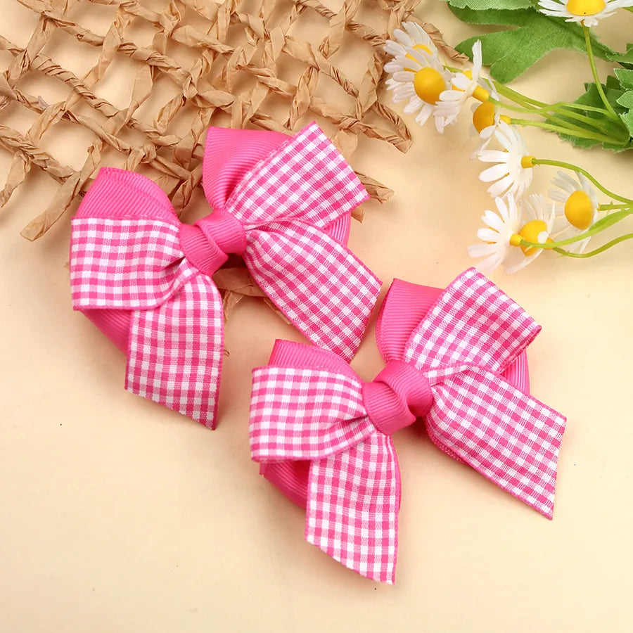 New British Academy Style Ins Pair of Fresh Plaid Bow Hairpin Handmade Hair for Girls