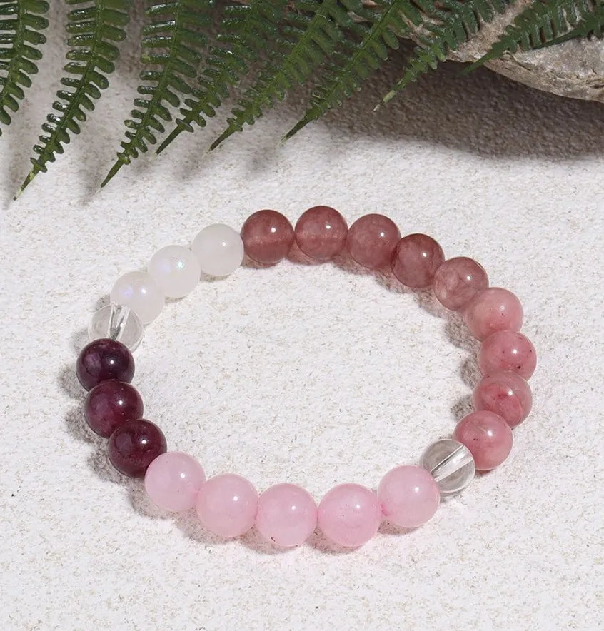 Natural Stone Bracelet Friend Gift Women's Rose Quartz Strawberry Crystal Garnet Beaded Bracelet Yiwu Jewelry Wholesale