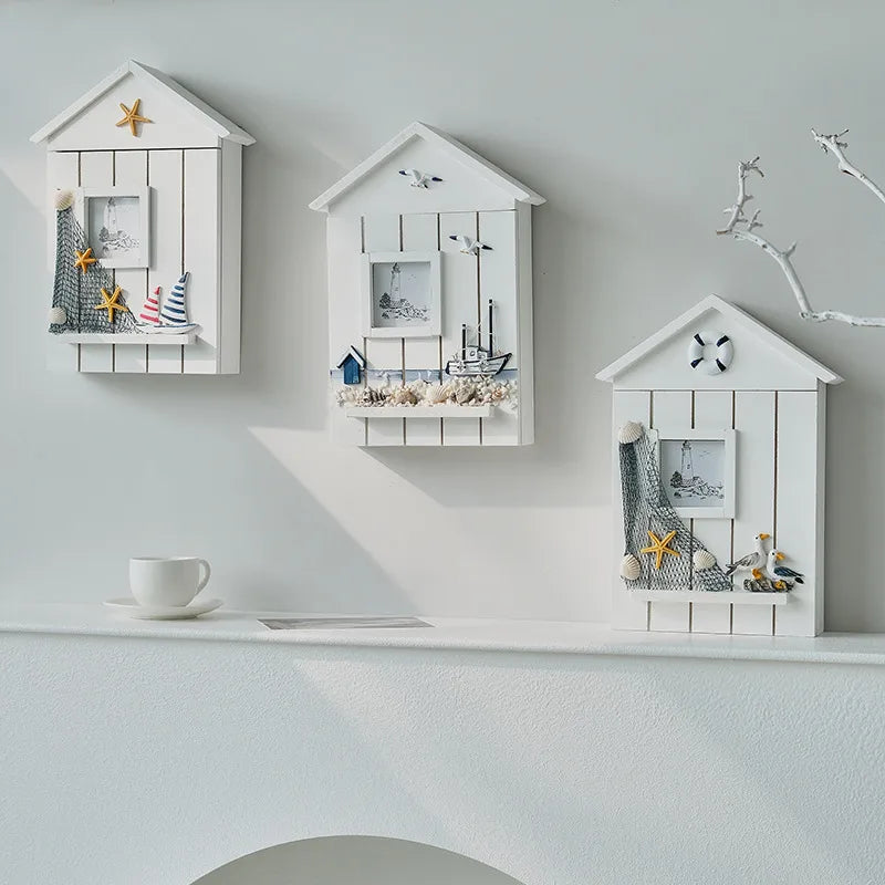 Marine Style Simple Style Tower Starfish Bird Density plate Wood pendant Wall Art