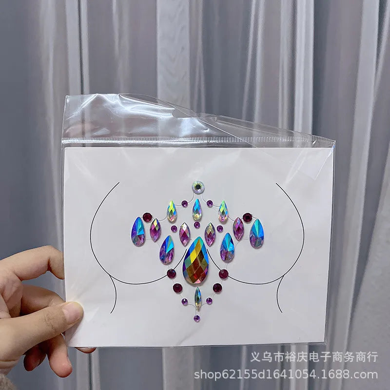 Halloween face stickers chest stickers body tattoo stickers resin acrylic Diamond stickers   tattoo stickers wholesale