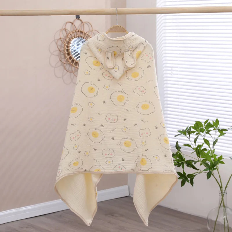Baby bath towel hooded cloak cotton gauze bath towel Children Baby bathrobe soft absorbent bath bag towel wholesale