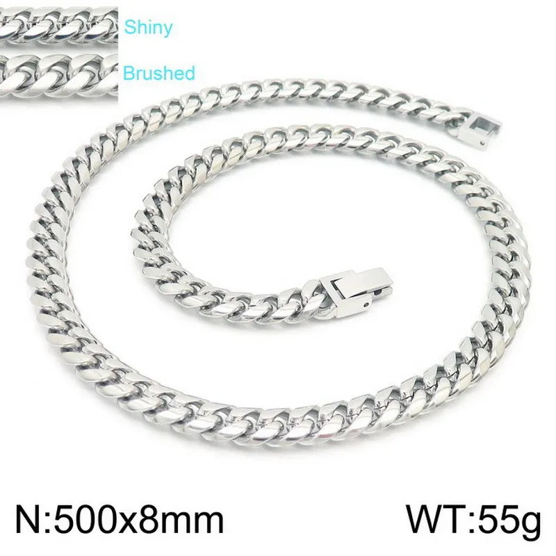 Rock Streetwear Geometric Titanium Steel 18K Gold Plated Men's Bracelets Necklace