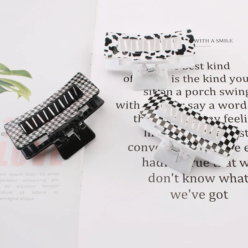 commute New style cow pattern lattice plastic resin hair claws