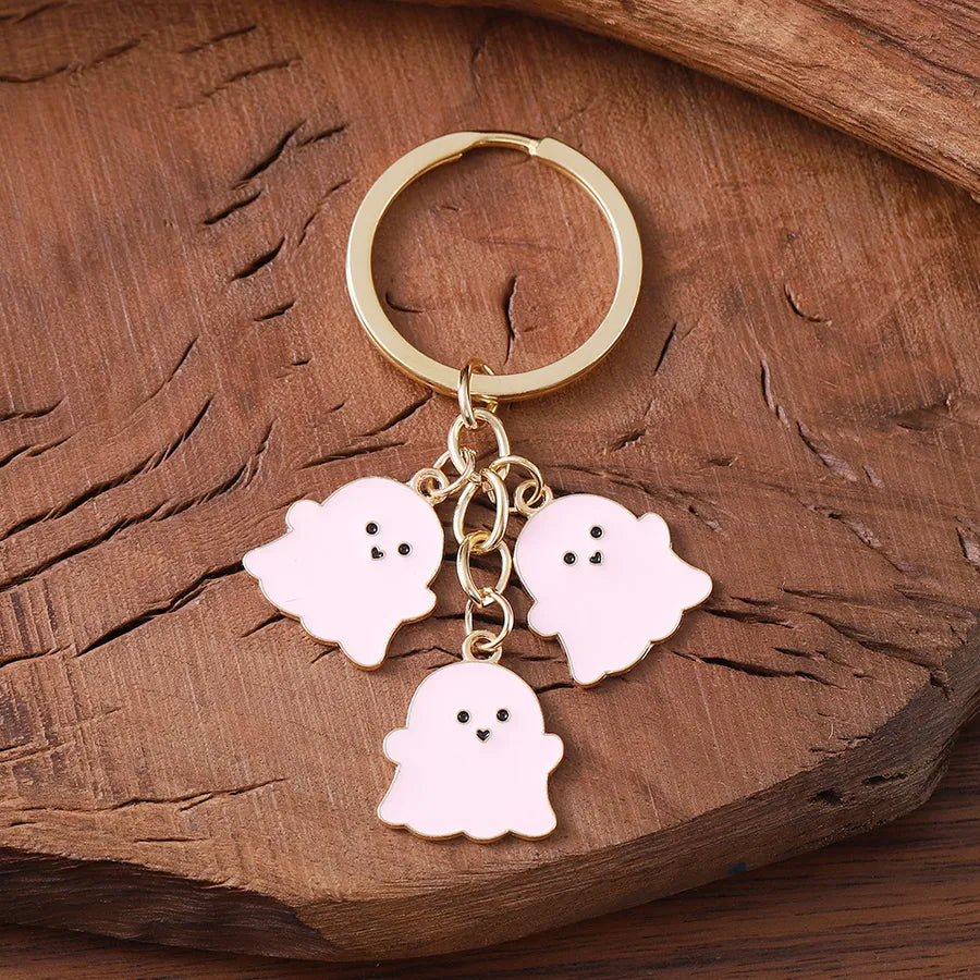 Halloween Ghost Pendants Couple Bookbag Decorations Black White Cartoon Keychains Cute Alloy Skeleton Design Charms Accessories