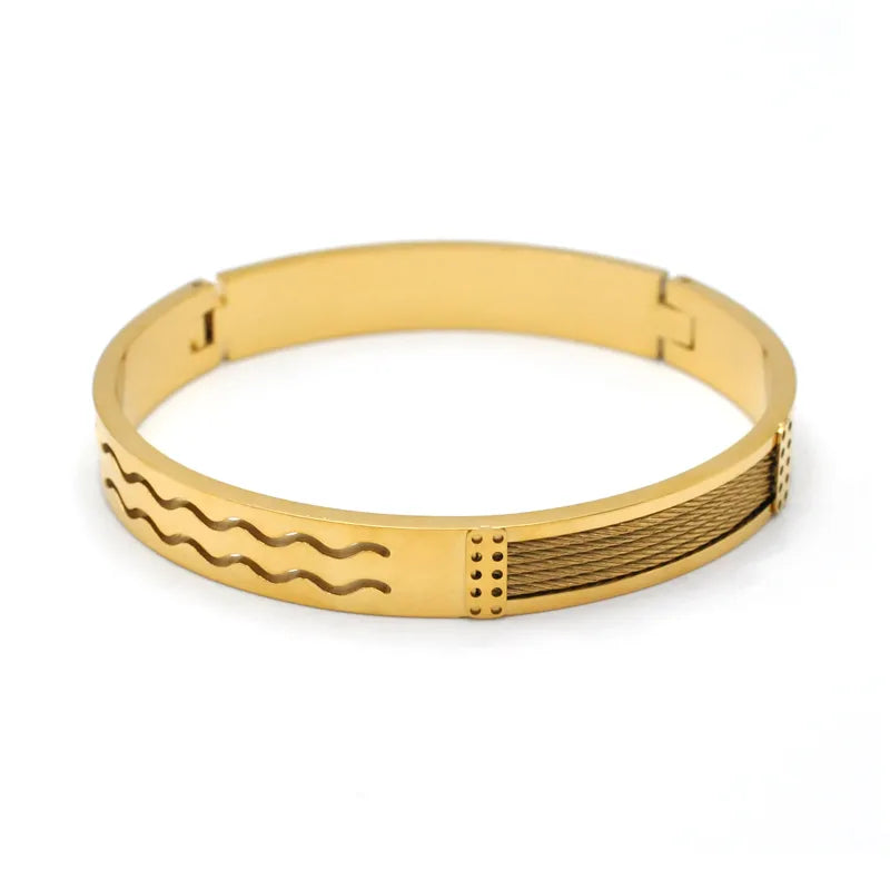 Simple Style Roman Style British Style Geometric Titanium Steel Men's Bangle Men Cuff & Bangle
