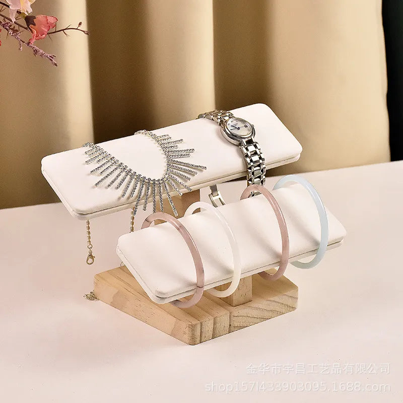 1 Piece Pu Leather solid wood Flannel Modern Style Simple Style Solid Color Jewelry Display Jewelry Rack