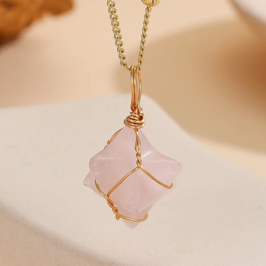 Modern Style Classic Style Irregular 304 Stainless Steel natural stone Pendant Necklace In Bulk