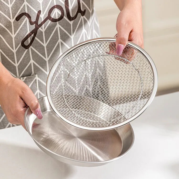 Stainless Steel Disc with Filter Mesh Household Kitchen Barbecue Fried  Oil Filter Plate Cooling Drain Plate