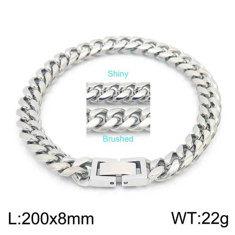 Rock Streetwear Geometric Titanium Steel 18K Gold Plated Men's Bracelets Necklace