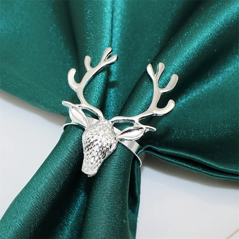 Fashionable Electroplated Christmas Deer Head Sacrificial Festival Sheep Head Bull Head Iron Napkin Rings  Style