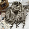 Women's Casual Stripe Solid Color cotton and linen Scarf