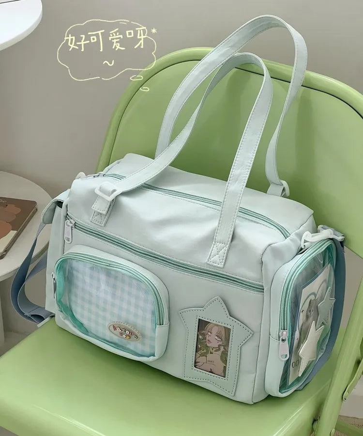 New-Style Fresh and Cute Anime Pain Bag for Girls, Lightweight Portable Shoulder Crossbody Bag, Large Capacity Commuter Travel Bag