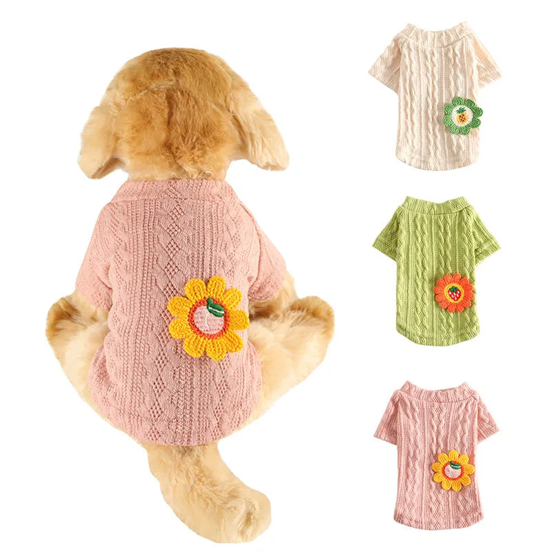 casual cotton cartoon flower pet clothing
