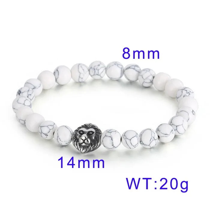 simple style animal round stainless steel turquoise tiger eye plating 18k gold plated unisex bracelets
