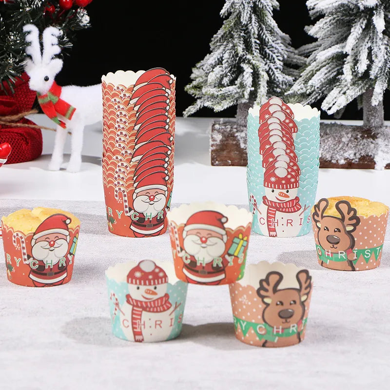 Christmas Fashion Cartoon Party Cake paper tray