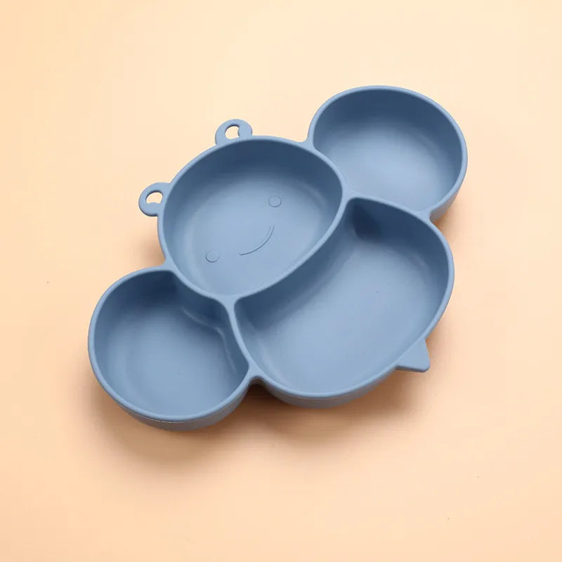 Little Bee cartoon tableware food grade silicone children's plate children's eating bowl baby water Cup Bowl Spoon suit