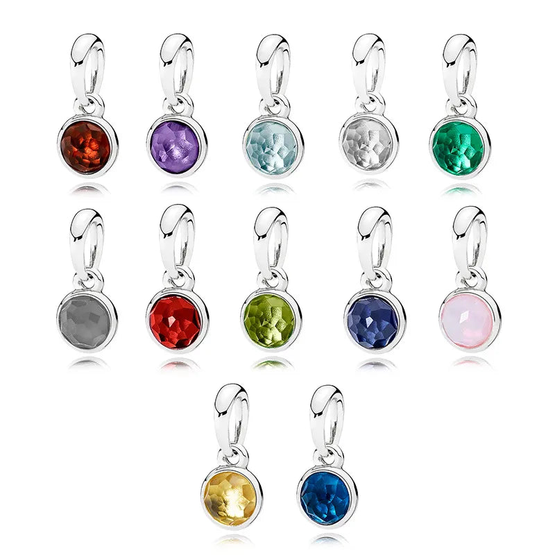 New Hot-Selling Monthly Pendant Water Drop 925 Silver Pendant April Birthstone Garnet Rose Quartz Necklace Women's Jewelry
